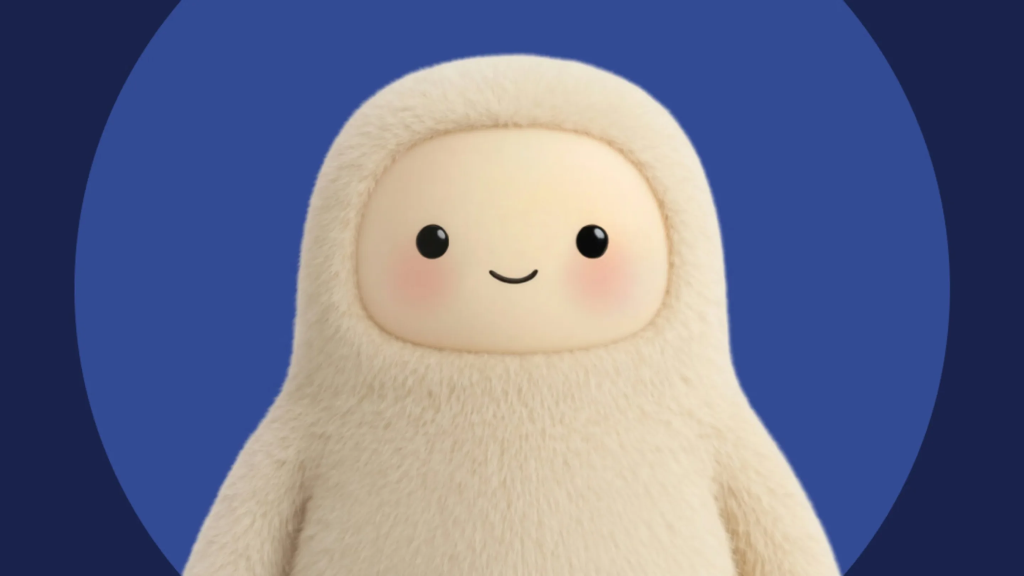 The smiling Muse character against a blue background